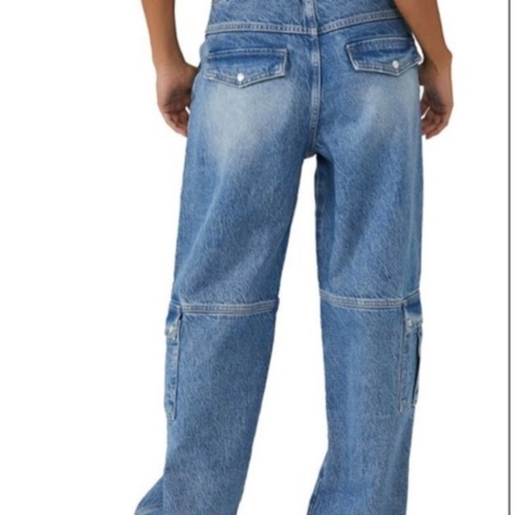FREE PEOPLE WE THE FREE Marx Slouchy Cargo Denim Baggy Utility Jean Size 26 - Picture 12 of 14